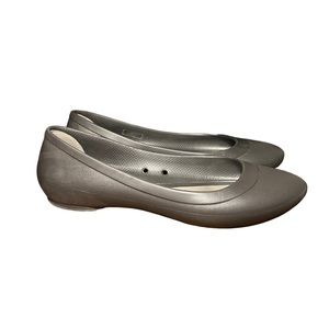 Grey CROCS Lina Flats, Size 9